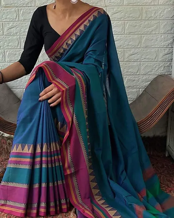 Rama_Color_Rangoli_Border_Narayanpet_Pure_Handloom_Cotton_Sarees_with_Running_blouse_piece
