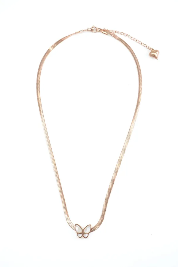 Gold_Stainless_Steel_Rose_Gold_Plated_Butterfly_Shape_Pendant_Chain_Necklace_For_Women