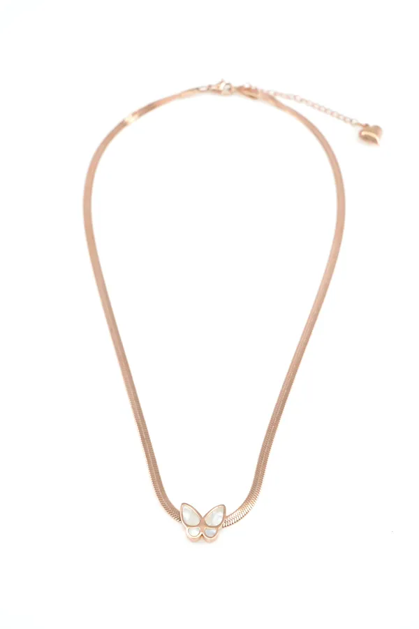 Gold_Stainless_Steel_Rose_Gold_Plated_Butterfly_Shape_Pendant_Chain_Necklace_For_Women
