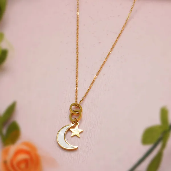 Gold_Trending_Moon_&_Star_Shape_Pendant_With_Gold_-_Plated_Chain_&_Girls_For_Women