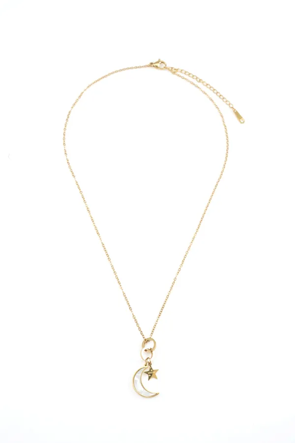 Gold_Trending_Moon_&_Star_Shape_Pendant_With_Gold_-_Plated_Chain_&_Girls_For_Women