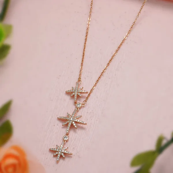 Gold_Rose_Gold_Multiple_Stars_Designs_Necklace_Chain_Pendant_For_Women