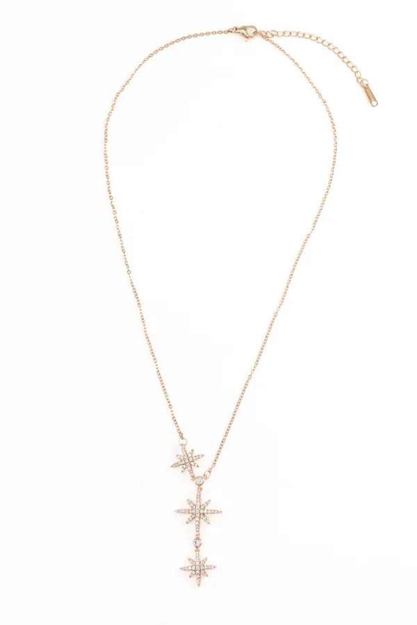 Gold_Rose_Gold_Multiple_Stars_Designs_Necklace_Chain_Pendant_For_Women