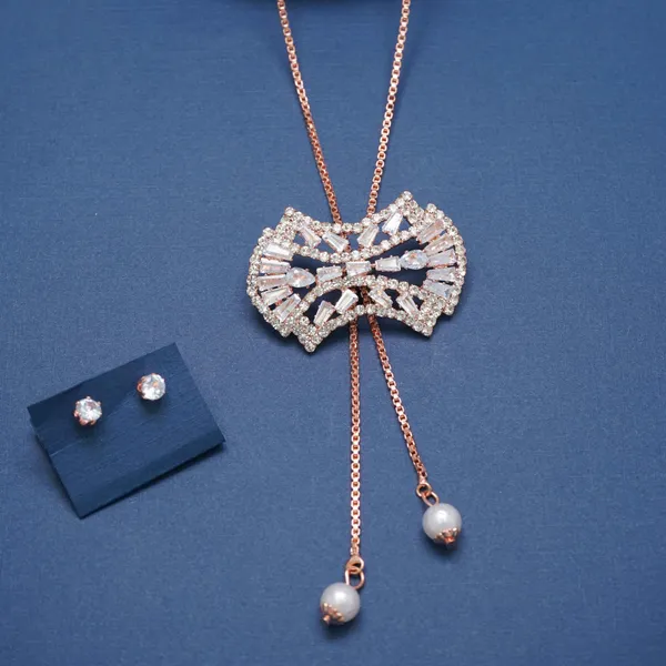 Gold_Rose_Gold_Plated_Ad_Diamond_Studs_Necklace_Chain_For_Women