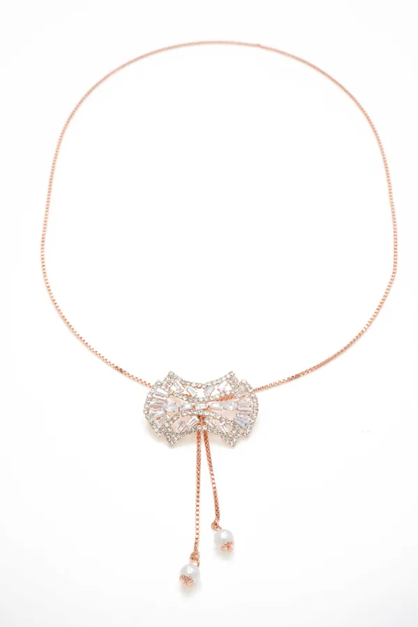 Gold_Rose_Gold_Plated_Ad_Diamond_Studs_Necklace_Chain_For_Women