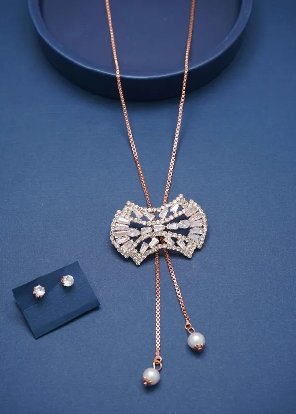 Gold_Rose_Gold_Plated_Ad_Diamond_Studs_Necklace_Chain_For_Women