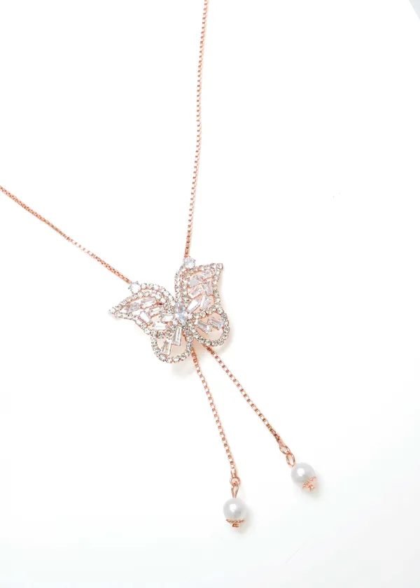Gold_Ad_Diamond_Studs_Butterfly_Shape_Necklace_For_Women