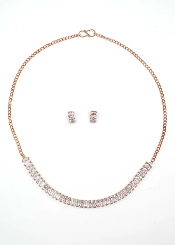 Gold_Ad_Diamond_Studs_Rose_Gold_Plated_Necklace_Set_For_Women