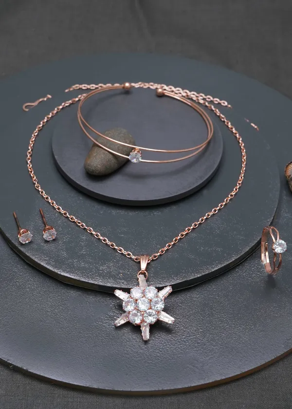 Gold_Rose_Gold_Plated_Zircon_Studs_Necklace_Set_For_Women