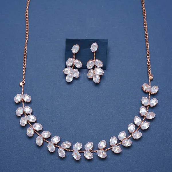 Gold_Rose_Gold_Plated_Ad_Diamond_Studs_Necklace_Set_With_Erring_For_Women