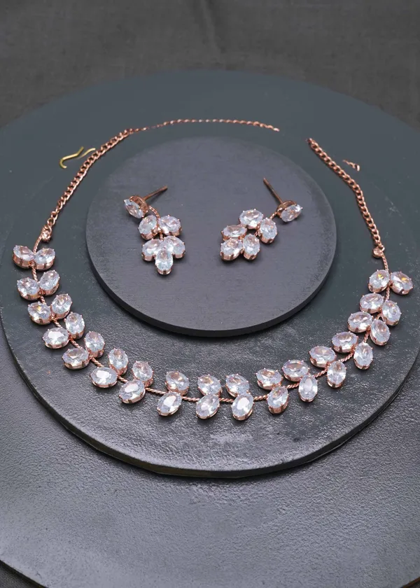Gold_Rose_Gold_Plated_Ad_Diamond_Studs_Necklace_Set_With_Erring_For_Women