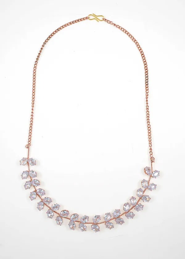 Gold_Rose_Gold_Plated_Ad_Diamond_Studs_Necklace_Set_With_Erring_For_Women