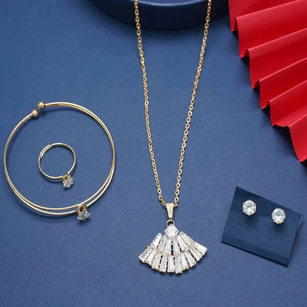 Gold_Luxurious_22K_Gold_Plated_Zircon_Studs_Necklace_Set_For_Women