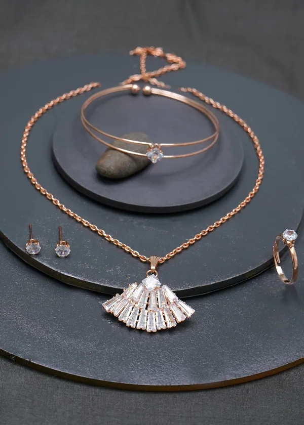 Gold_Rose_Gold_Zircon_Studs_Pendent_Necklace_For_Women