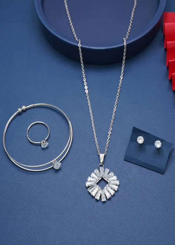 Gold_Sparkling_Silver_Zircon_Necklace_Set_For_Women
