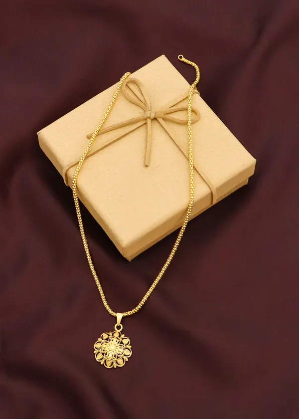 Gold_Elegant_22K_Gold_Plated_Necklace_Chain_Pendant_For_Women
