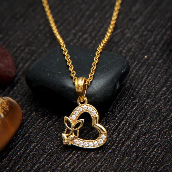 Gold_Heart_And_Butterfly_22K_Gold_Plated_Necklace_Chain_For_Women