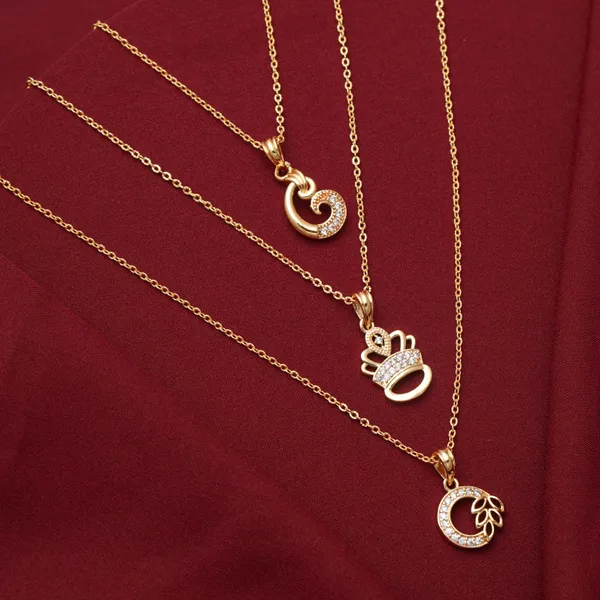 Gold_King_And_Round_Shape_Golden_Zircon_Pendant_With_Link_Chain|_Necklace_To_Gift_Pack_Of_3_For_Women