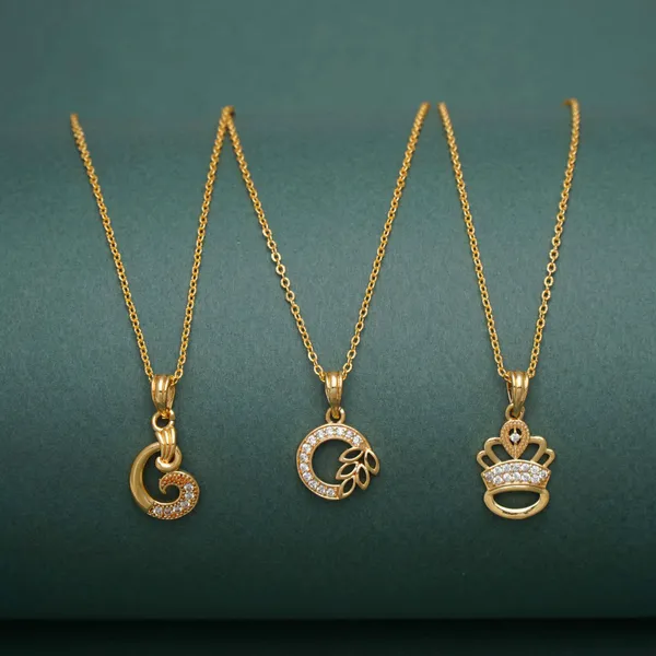 Gold_King_And_Round_Shape_Golden_Zircon_Pendant_With_Link_Chain|_Necklace_To_Gift_Pack_Of_3_For_Women