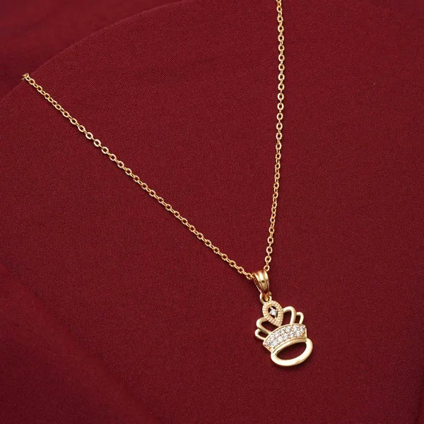 Gold_King_And_Round_Shape_Golden_Zircon_Pendant_With_Link_Chain|_Necklace_To_Gift_Pack_Of_3_For_Women