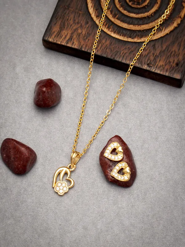 Gold_Daily_Wear_Heart_Shape_Gold_Plated_Necklace_Chain_Set_Along_With_Earring_For_Women