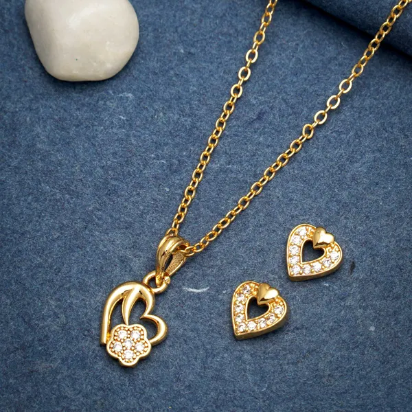 Gold_Daily_Wear_Heart_Shape_Gold_Plated_Necklace_Chain_Set_Along_With_Earring_For_Women
