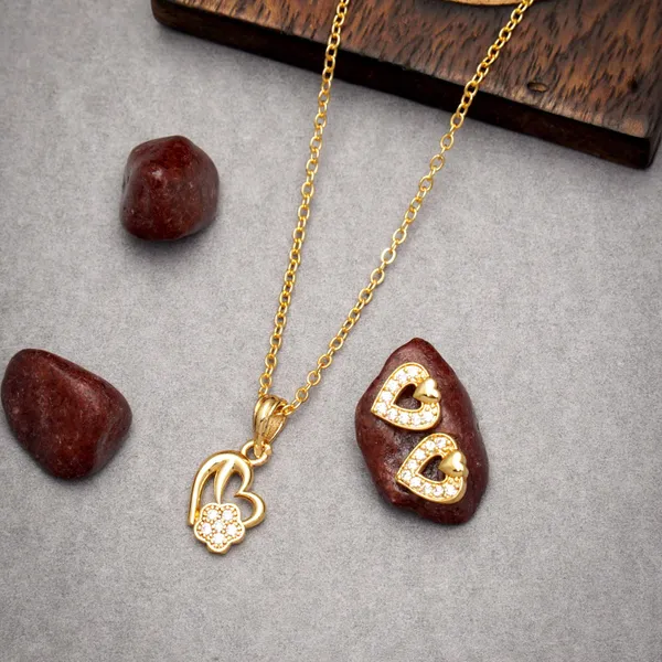 Gold_Daily_Wear_Heart_Shape_Gold_Plated_Necklace_Chain_Set_Along_With_Earring_For_Women