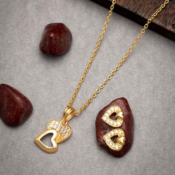 Gold_Share_Your_Heart_With_This_Charming_Heart_Gold_Plated_Necklace_Chain_Along_With_Earrings_For_Women