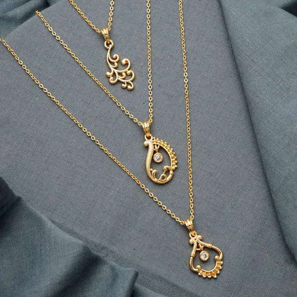 Gold_Golden_Zircon_Pendant_With_Link_Chain|_Necklace_Pack_Of_3_For_Women