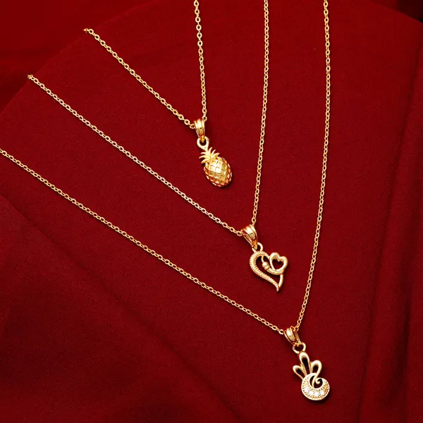 Gold_Butterfly_Heart_And_Pineapple_Shape_Golden_Zircon_Pendant_With_Link_Chain_Pack_Of_3_For_Women