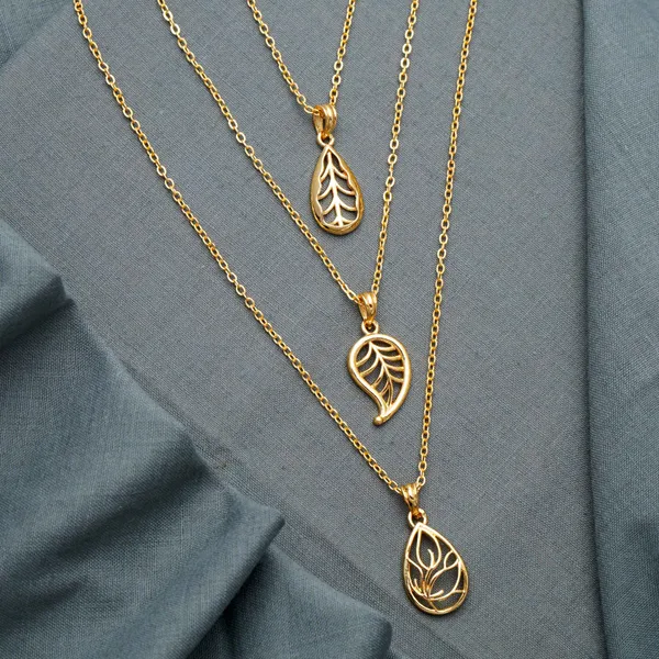 Gold_Leaf_Charm_Gold_Plated_Necklace_Chain_And_|_Gift_And_|_Pack_Of_3_For_Women