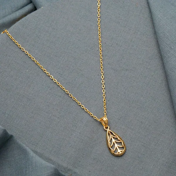 Gold_Leaf_Charm_Gold_Plated_Necklace_Chain_And_|_Gift_And_|_Pack_Of_3_For_Women