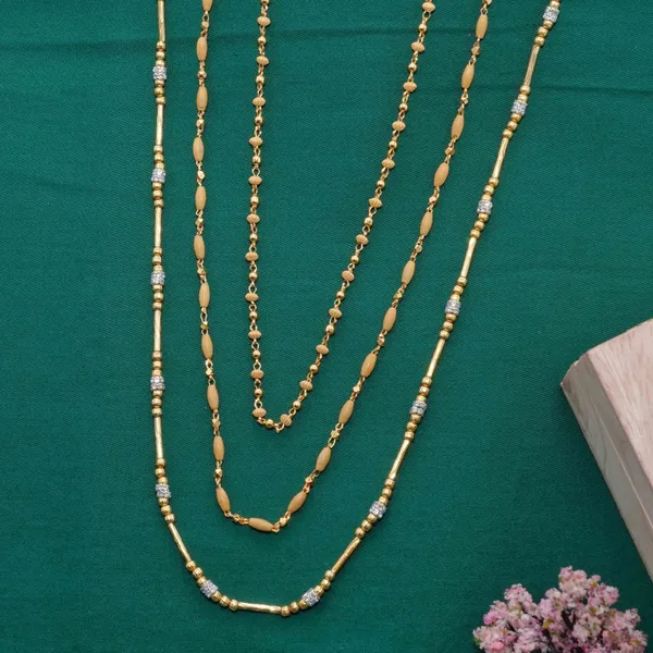 Gold_Designer_22K_Gold_Plated_Tulsi_And_Diamond_Mala_|_Stylish_Elegance_-_Pack_Of_3_For_Women