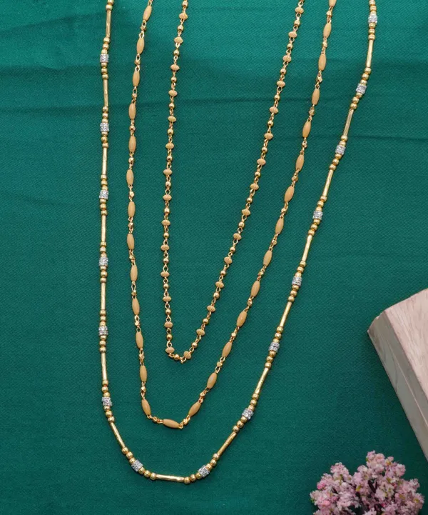 Gold_Designer_22K_Gold_Plated_Tulsi_And_Diamond_Mala_|_Stylish_Elegance_-_Pack_Of_3_For_Women
