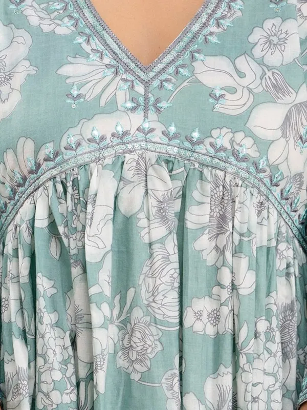 Green_Floral_Print_Pure_Cotton_Kurta_With_Pant_&_Dupatta
_Set