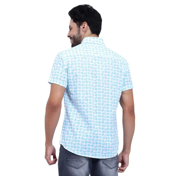 Sky_Blue_Cotton_Shirt_Relaxed_Fit_Light_Elephant_Print_With_Stylish_Spread_Collar_Summer_Shirt