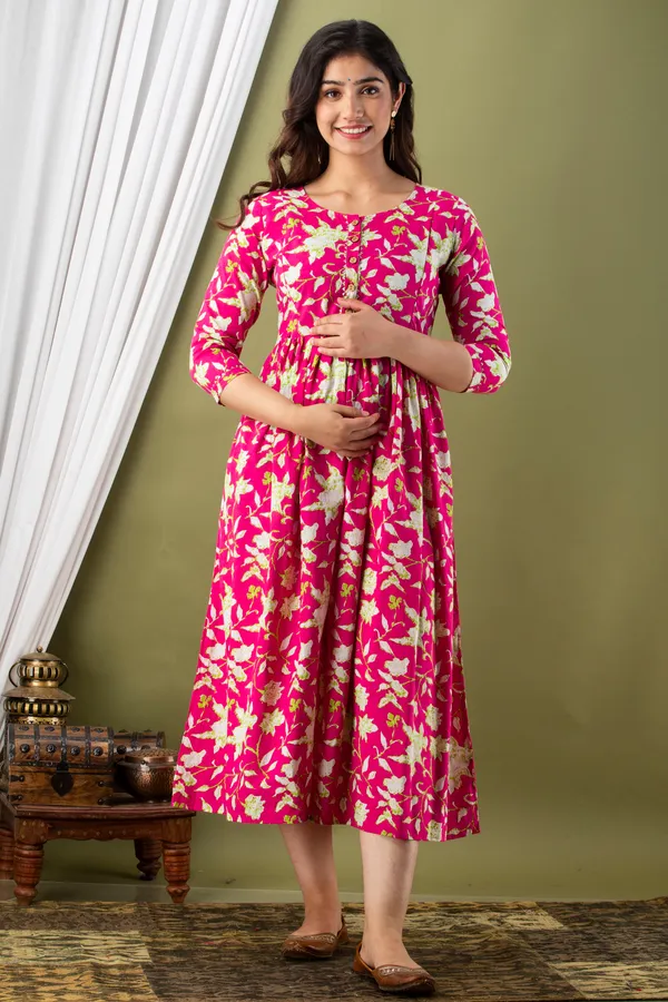 Sanganeri_Rani__White_Flower_Maternity_And_Feeding_Kurti