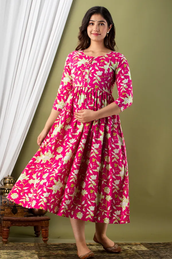 Sanganeri_Rani__White_Flower_Maternity_And_Feeding_Kurti