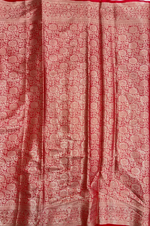 Humairah_Presents_Red_Semi_Georgette_Tilfi_Mina_Floral_Zari_Jaal_with_Banarasi_Floral_Pallu_and_Red_Blouse