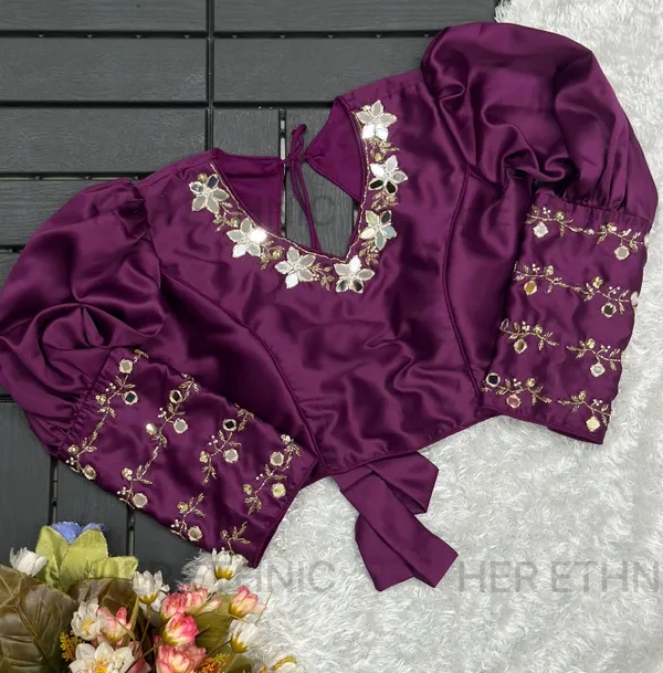 Wine_Real_Mirror_And_Handwork_Blouse_With_Heavy_Bow_Style_Pattern_And_Beautiful_Tassels