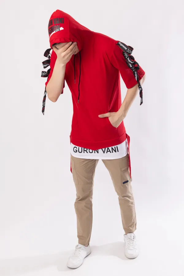 Red_Cotton_Blend_Printed_Round_Neck_Soft_T-Shirt_For_Men