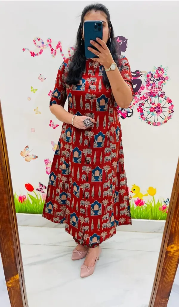 Red_Cotton_Kurta_And_Pant_Co-Ord_Set_For_Women