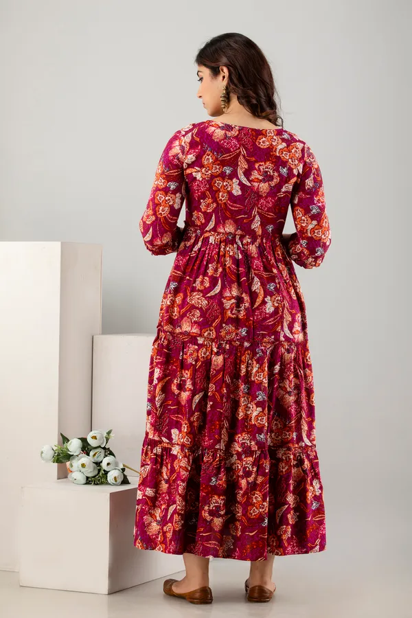 Rayon_Multi_Color_Flower_Printed_Maternity_Tyre_Dress