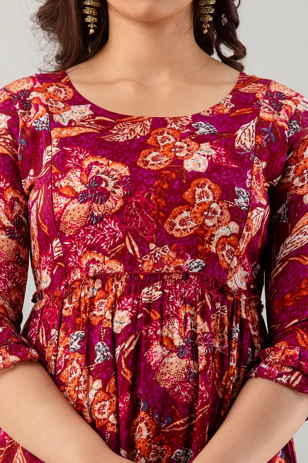 Rayon_Multi_Color_Flower_Printed_Maternity_Tyre_Dress