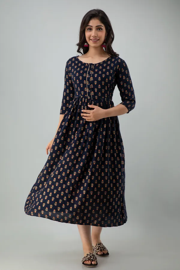 Reyon_Printed_Maternity_Blue_Feeding_Dress