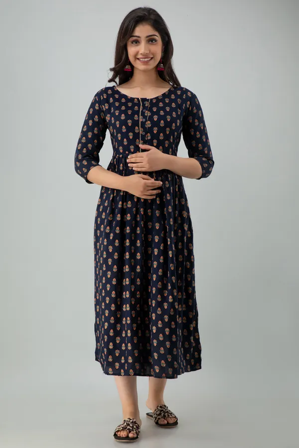 Reyon_Printed_Maternity_Blue_Feeding_Dress