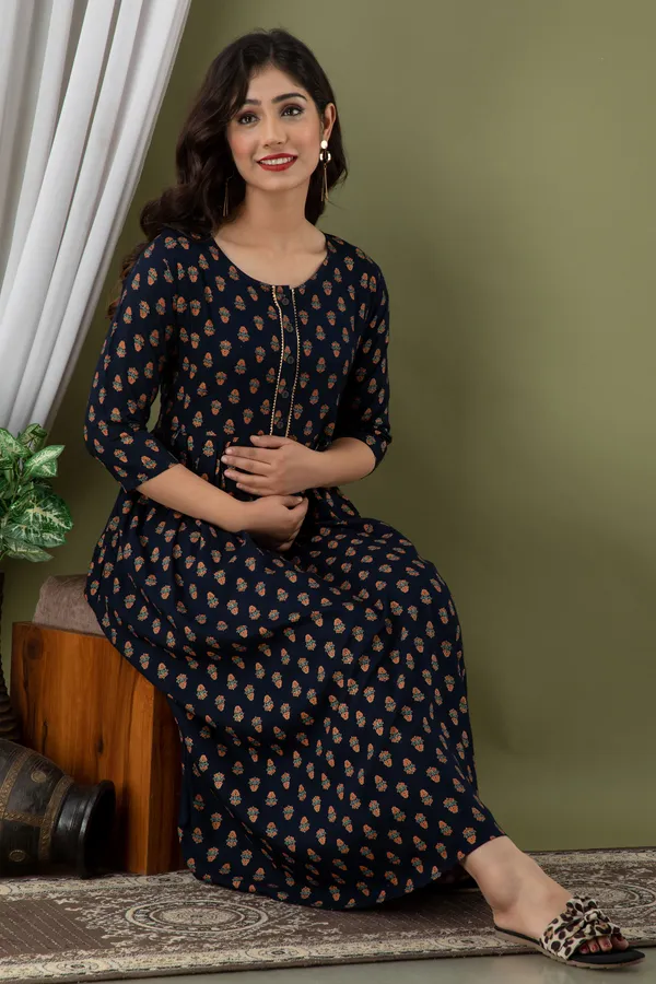 Reyon_Printed_Maternity_Blue_Feeding_Dress