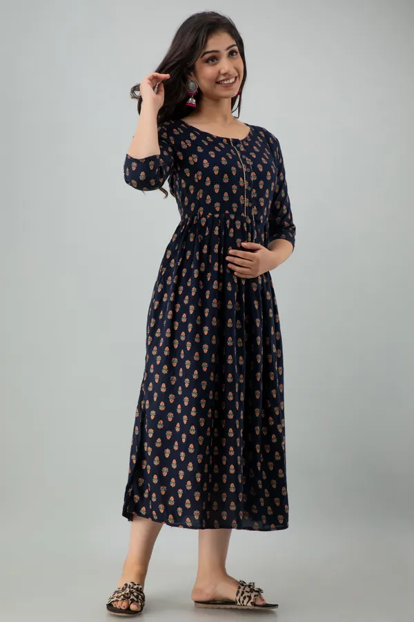 Reyon_Printed_Maternity_Blue_Feeding_Dress
