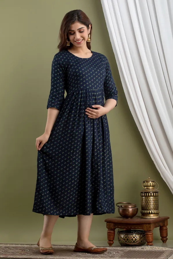 Rayon_Printed_Blue_Anarkali_Maternity_Kurti-KI594