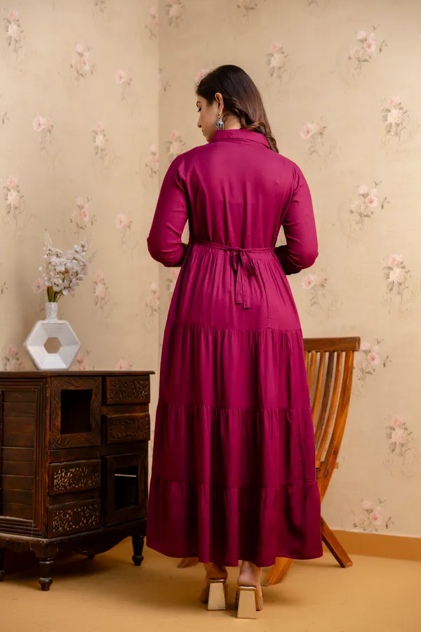 Reyon_Solid_Wine_Maternity_4_Tyer_Dress